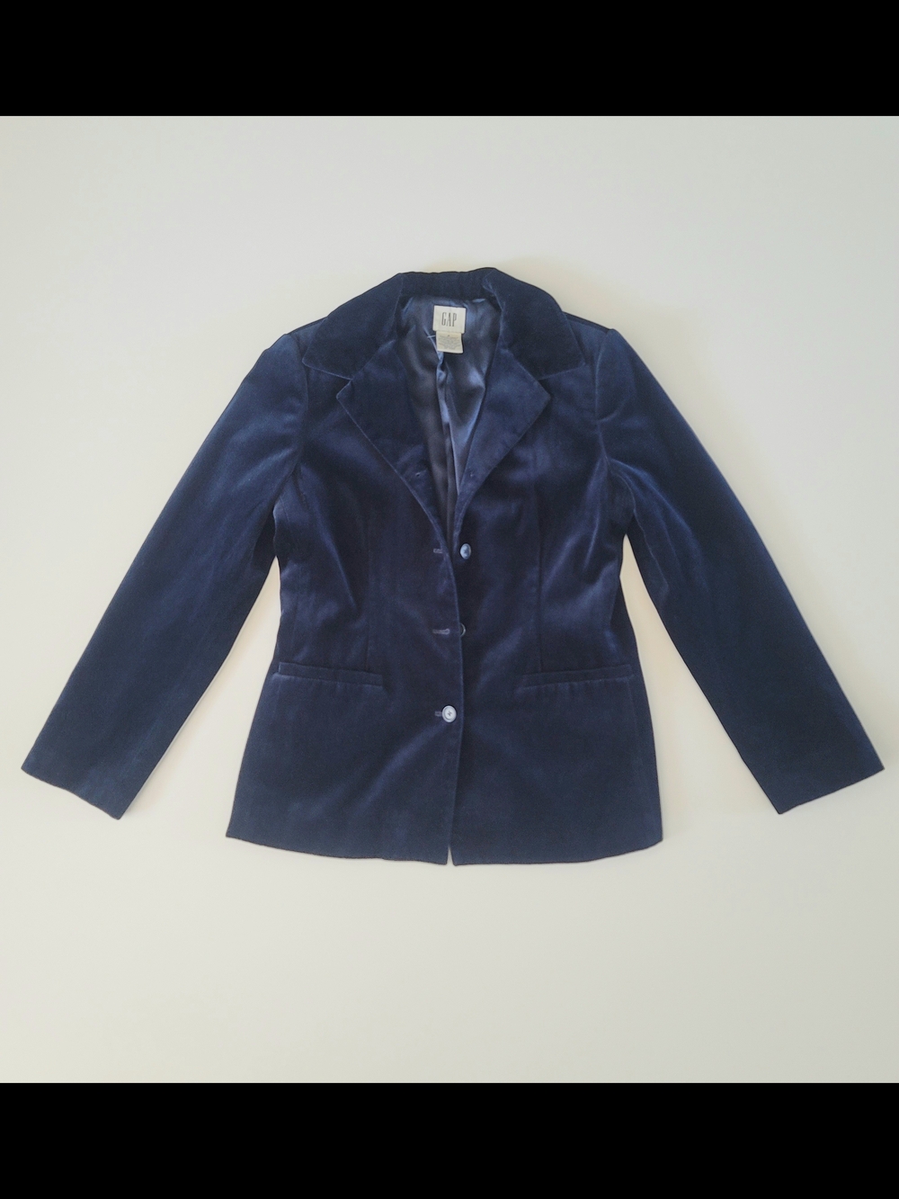 Gap Blue Navy Velvet Blazer Jacket Tailored Evening Size 8